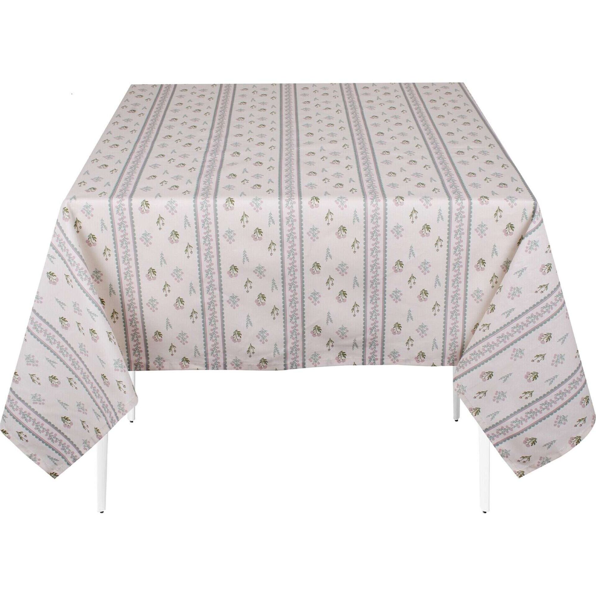 Toalha Mesa Algod&atilde;o Flores Verde