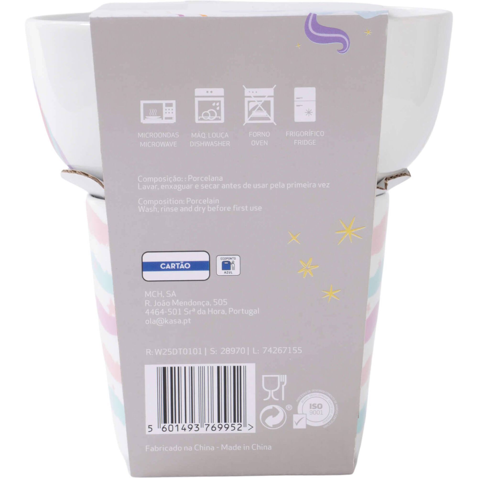 Conjunto Caneca 370ml e Taça 520ml Unicórnio Riscas Zig Zag