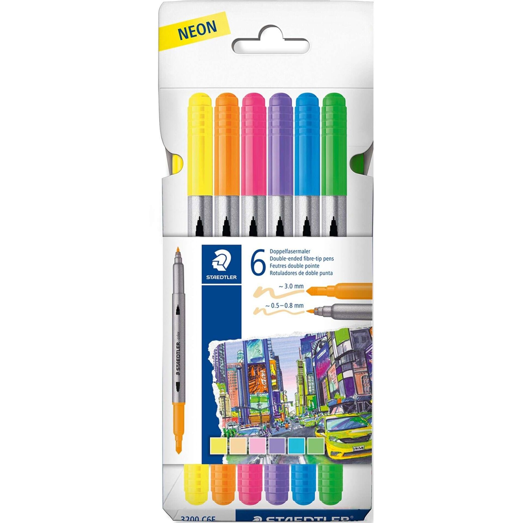 Marcadores de Colorir Ponta Dupla Neon