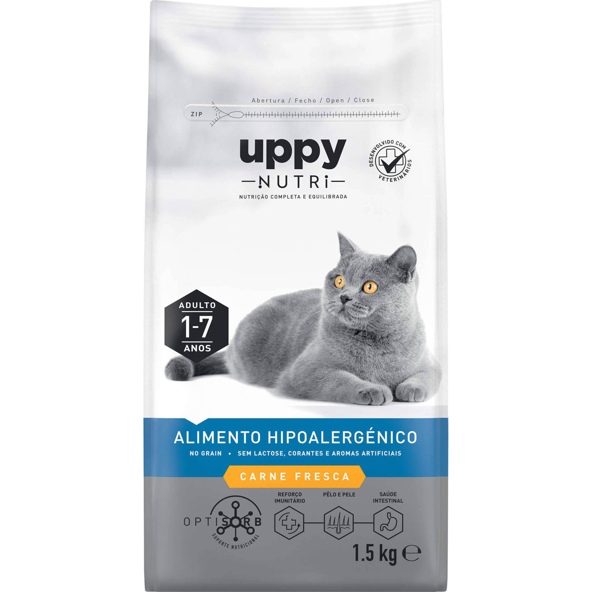 Ra&ccedil;&atilde;o para Gato Adulto Hipoalerg&eacute;nica Sem Cereais Frango Uppy Nutri