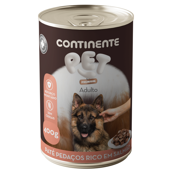 Comida Húmida para Cão Adulto Sem Cereais Paté Salmão Continente Pet Premium