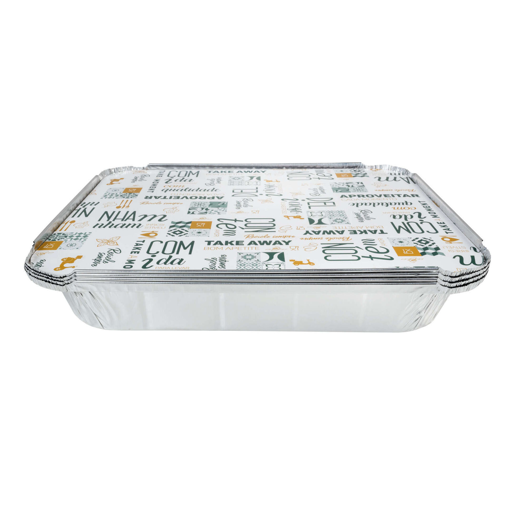 Embalagens com Tampa Alum&iacute;nio Retangulares 32x26cm Kasa