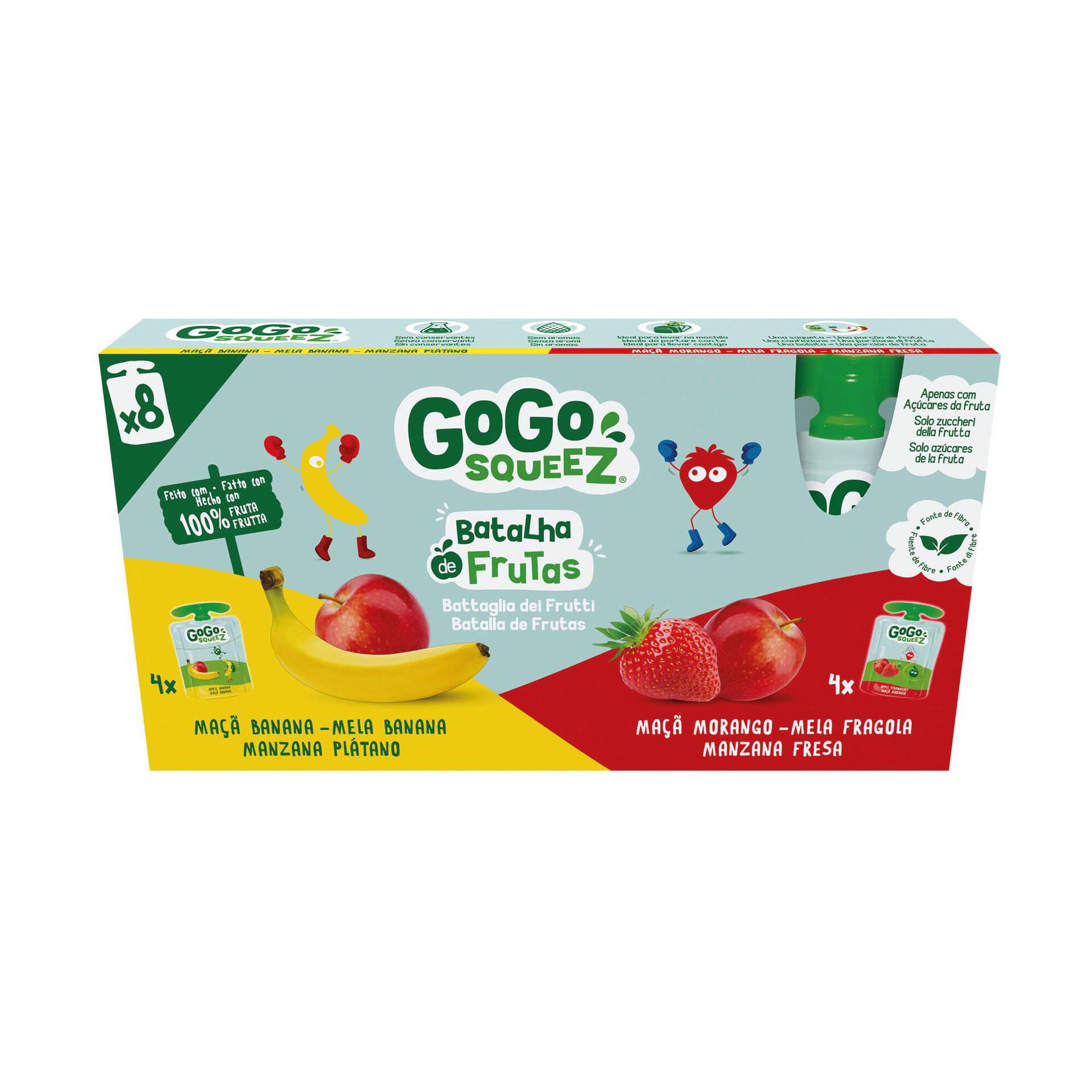 Pack Saquetas de Fruta Morango e Banana Familiar +3A