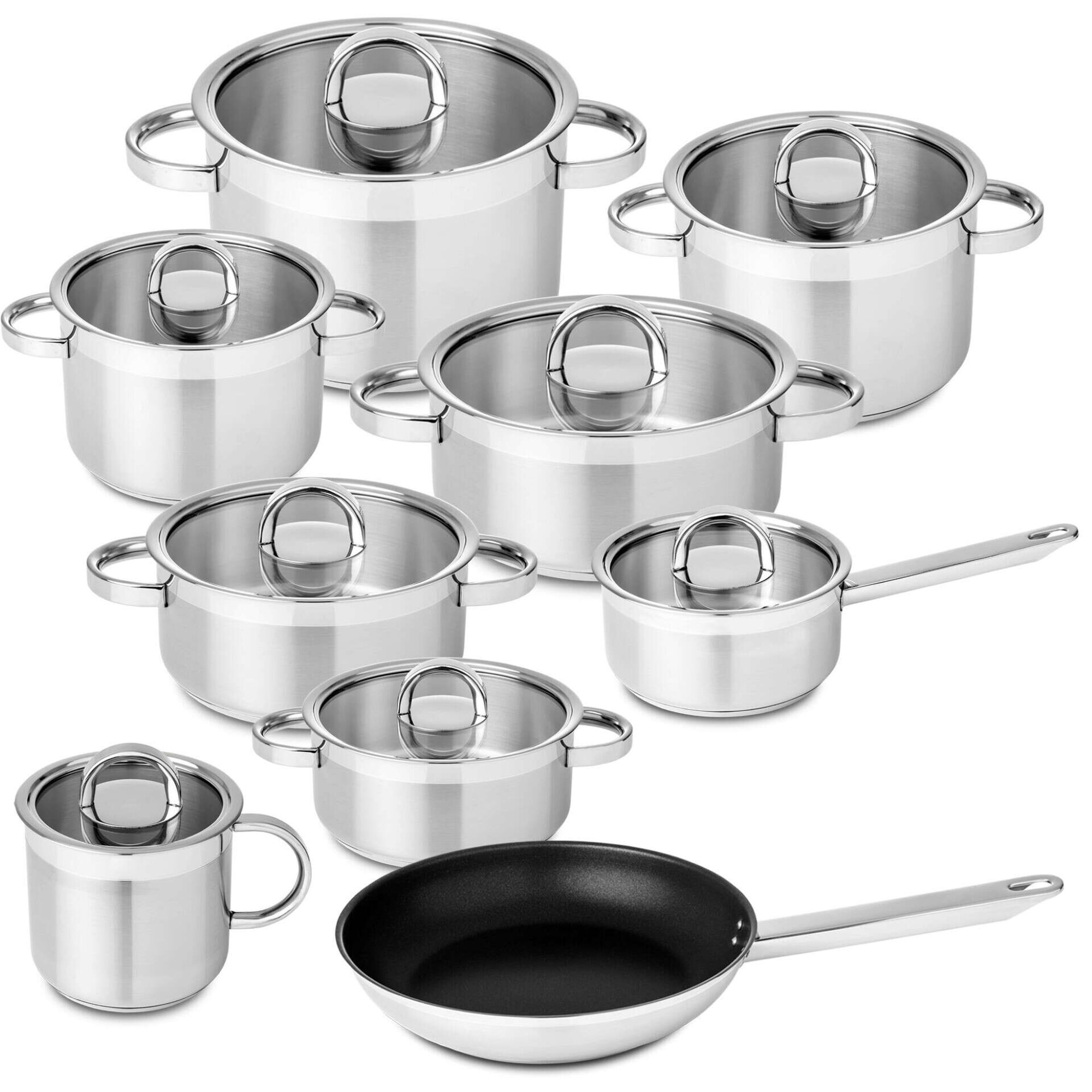 Trem Cozinha 9 Pe&ccedil;as A&ccedil;o Inoxid&aacute;vel Atl&acirc;ntico Glass Silampos