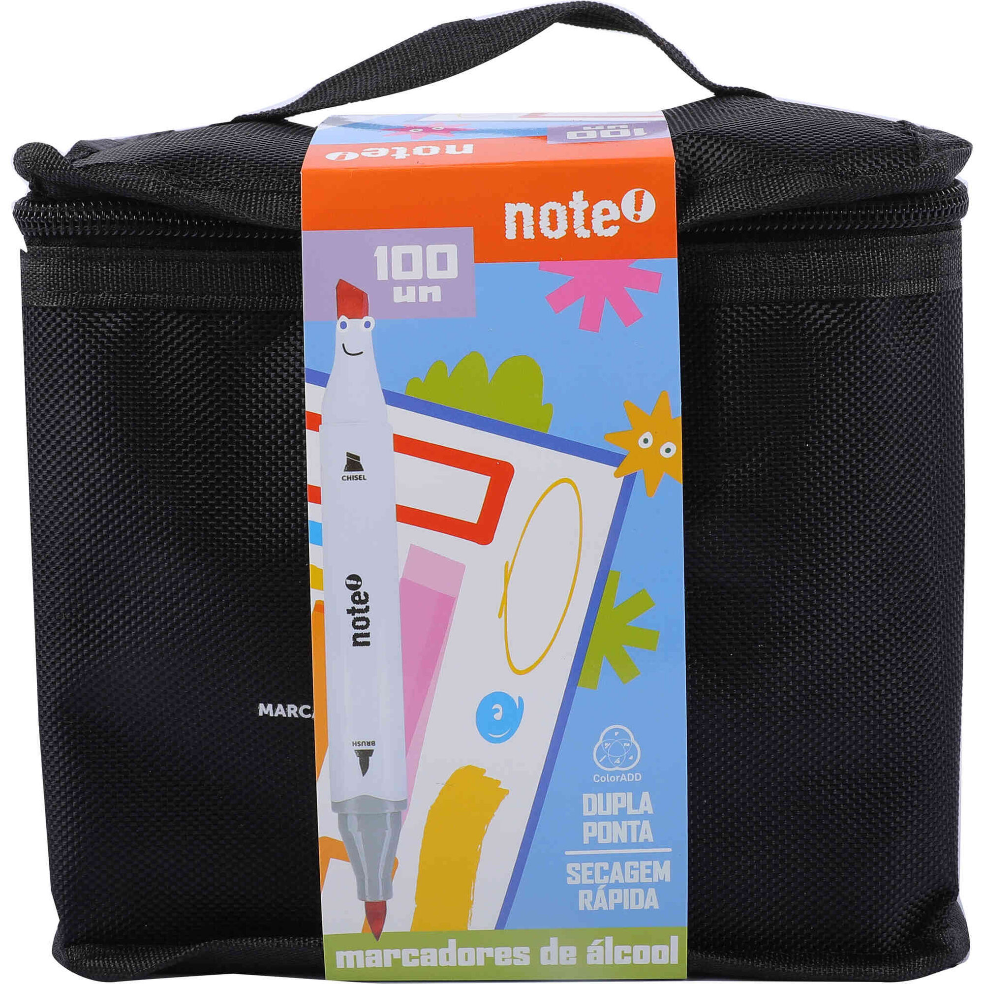 Conjunto de 100 Marcadores de &Aacute;lcool com Ponta Dupla Note!