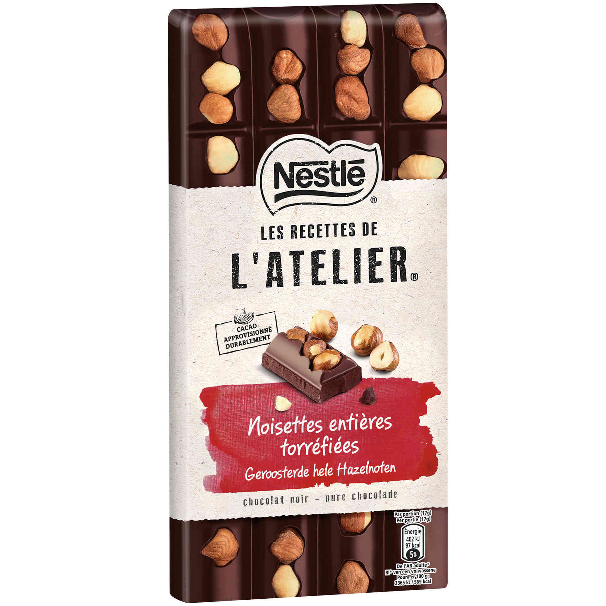 Tablete de Chocolate Negro com Avelã Les Recettes de L'Atelier Tablete de Chocolate Negro com Avelã Les Recettes de L'Atelier