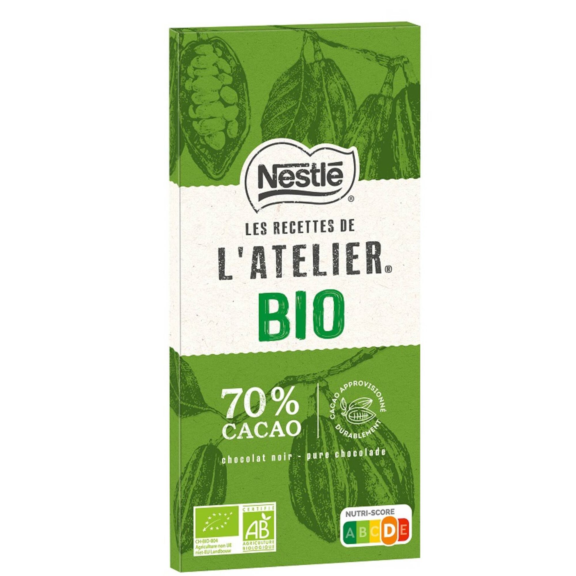 Tablete de Chocolate Negro Bio 70% Cacau Les Recettes de L'Atelier