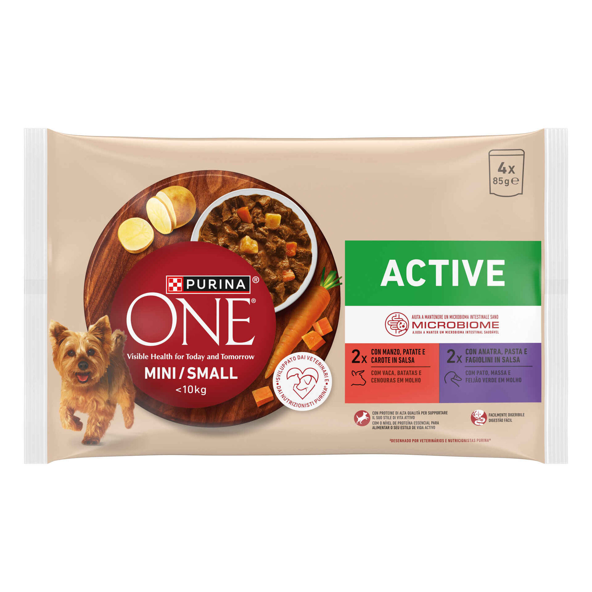 Comida H&uacute;mida para C&atilde;o Adulto Active Vaca Purina One Mini