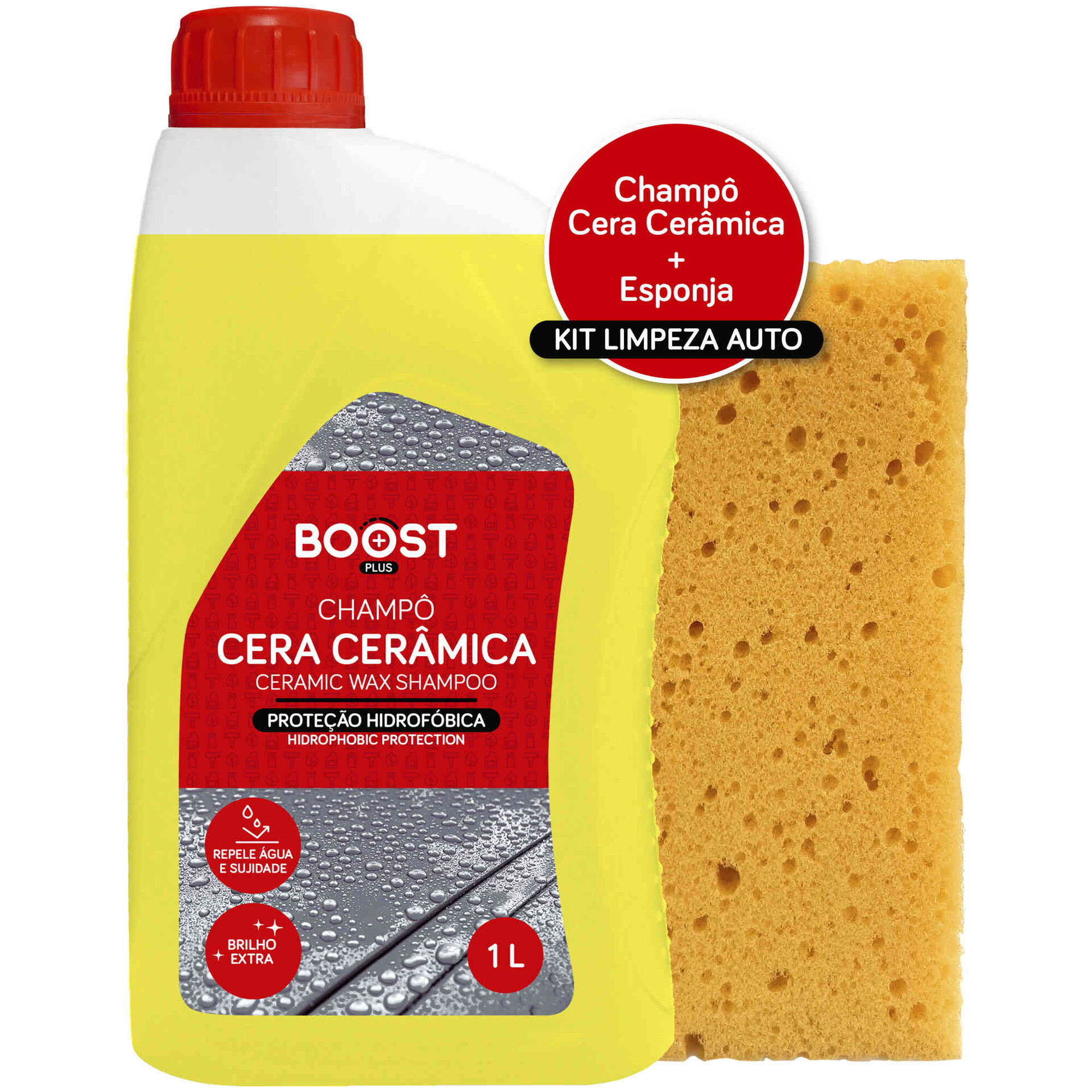 Conjunto Champô Auto com Cera e Esponja Conjunto Champô Auto com Cera e Esponja