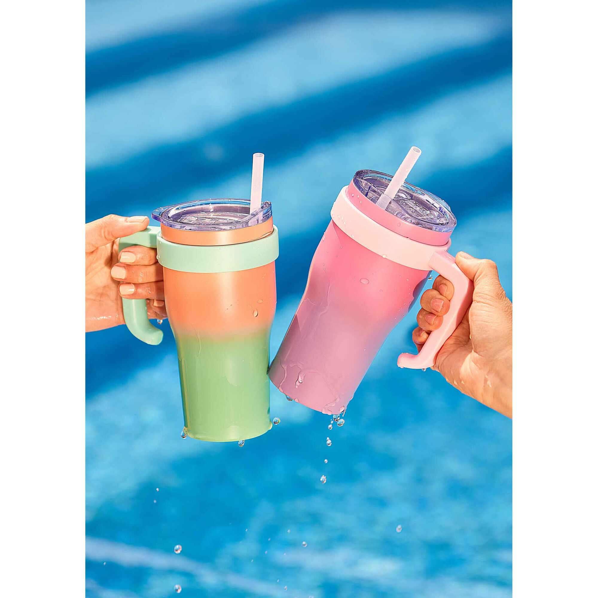 Caneca Térmica 600ml Laranja e Verde Aço Inoxidável