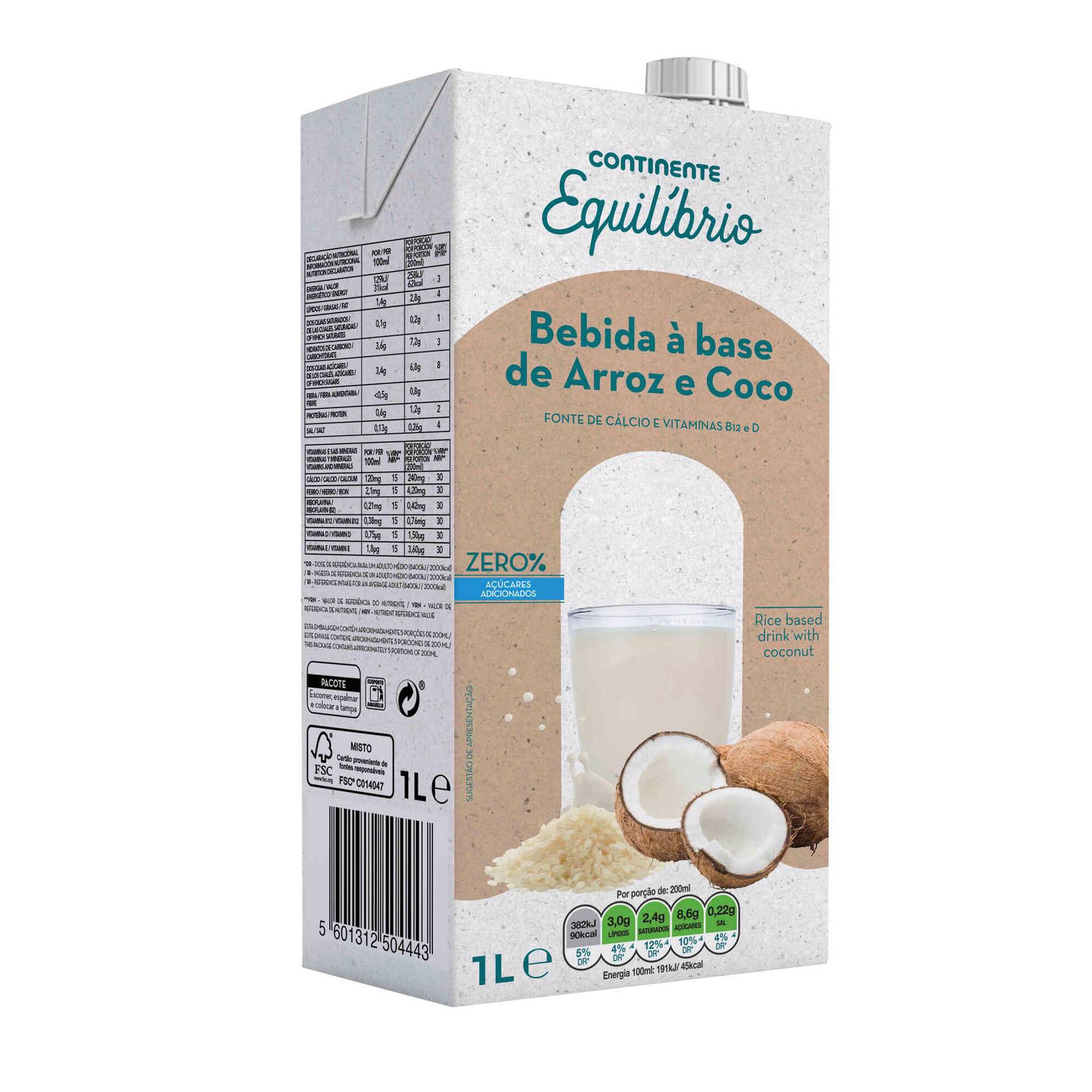 Bebida Vegetal de Arroz e Coco Bebida Vegetal de Arroz e Coco