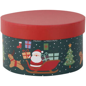 Caixa Cartão Redonda 15cm Verde Pai Natal