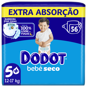 Fraldas Bebé Seco Extra 12-17kg T5+ Dodot