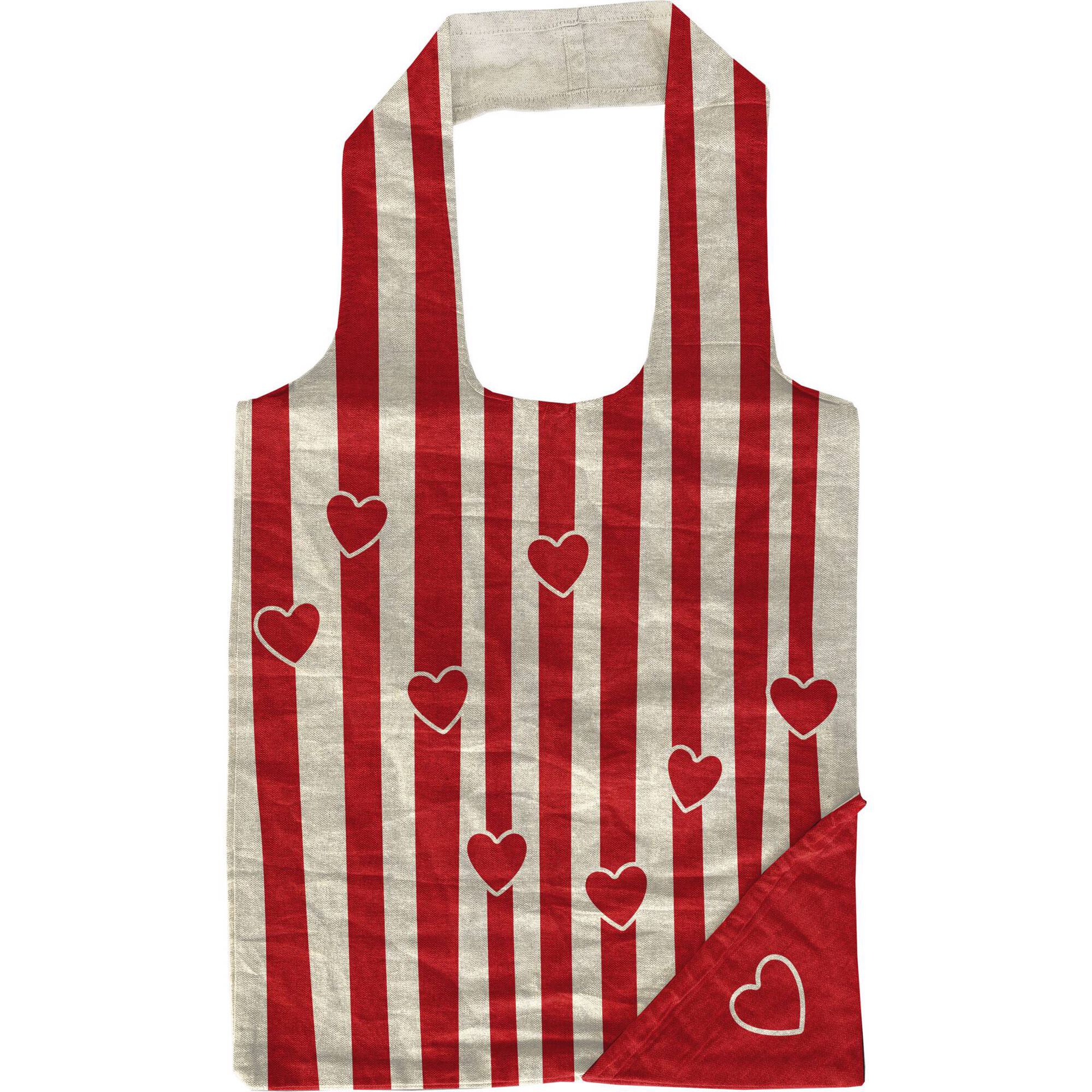 Saco Dobr&aacute;vel Cora&ccedil;&otilde;es e Riscas 70x40cm Vermelho Kasa