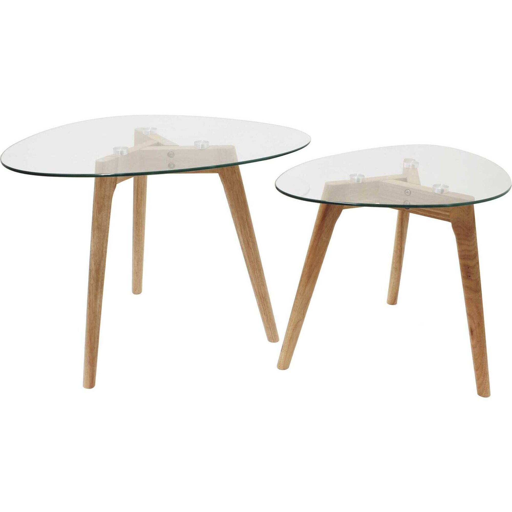 Conjunto de 2 Mesas Vidro Assim&eacute;tricas