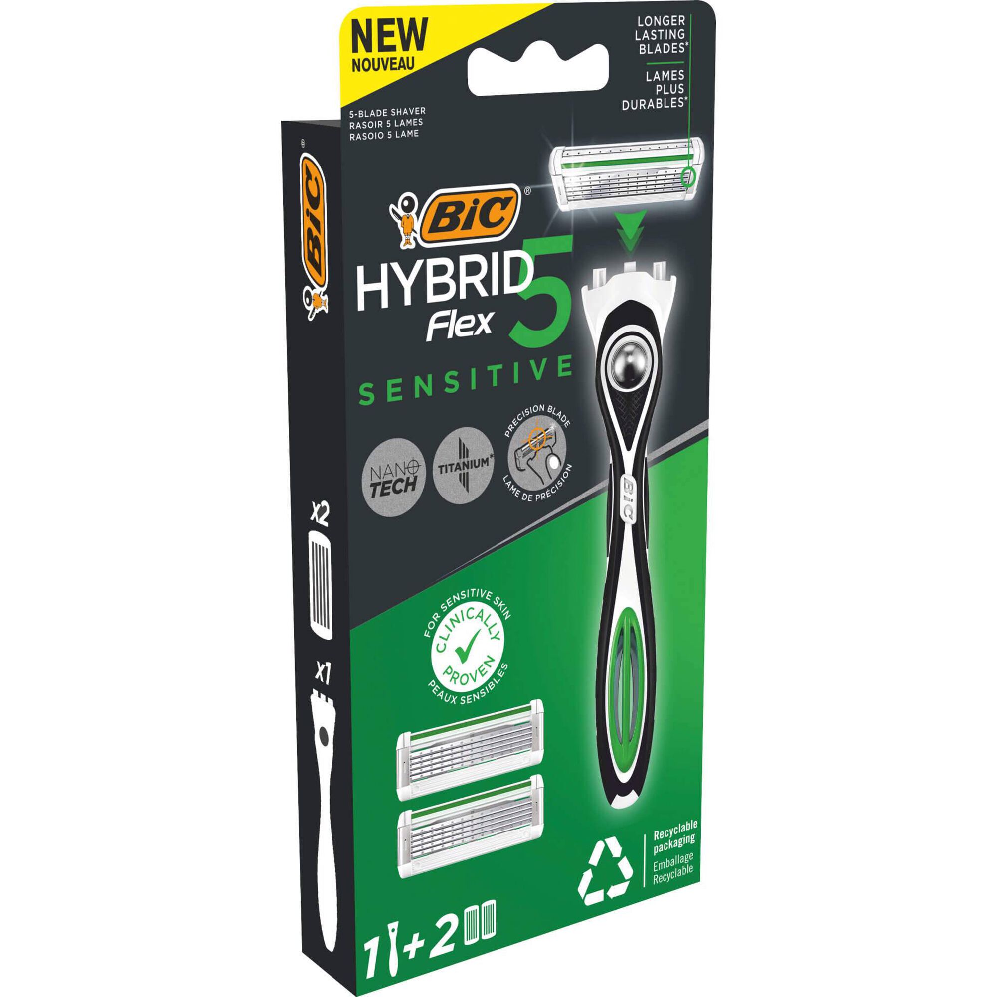 Máquina de Barbear Hybrid Flex 5 Sensitive com 2 Recargas