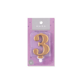 Vela N&ordm;3 8cm Dourado Kasa