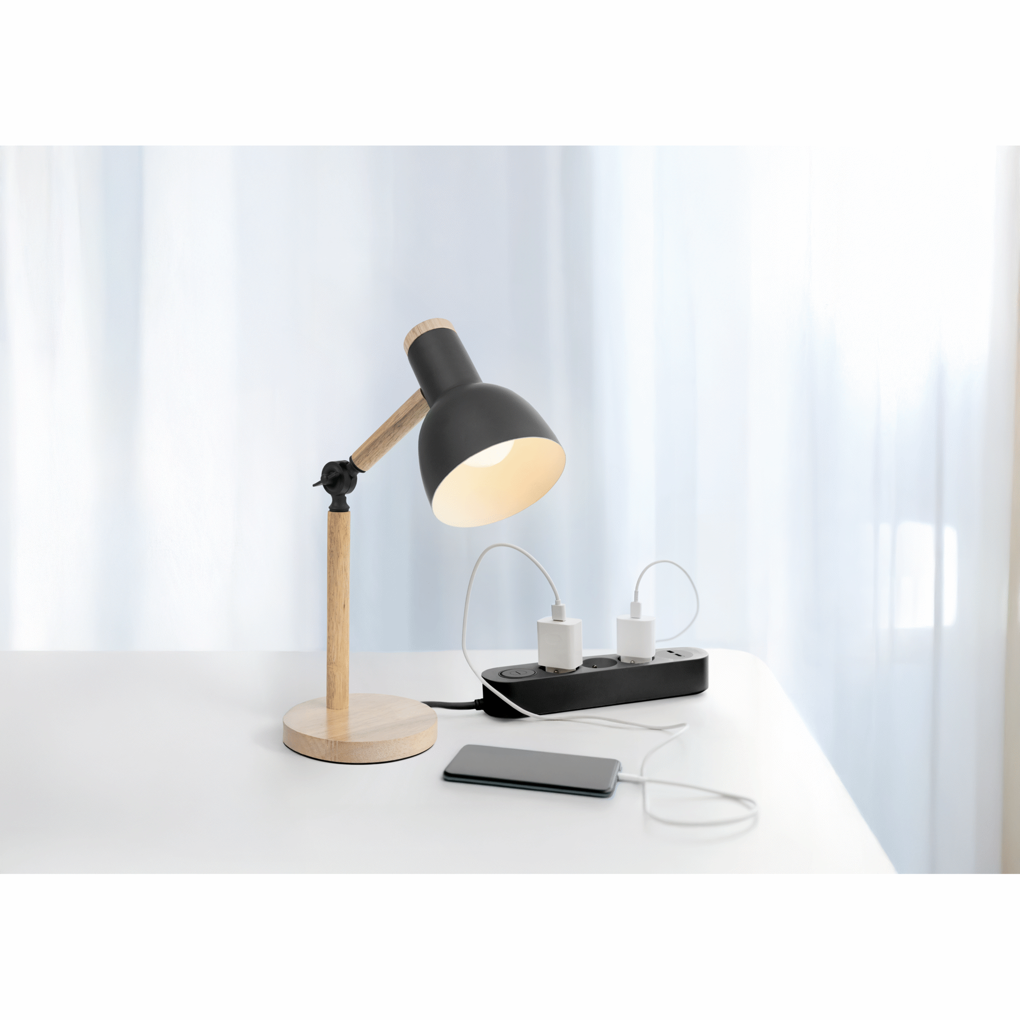 Candeeiro de Secret&aacute;ria Articulado Cinza E27