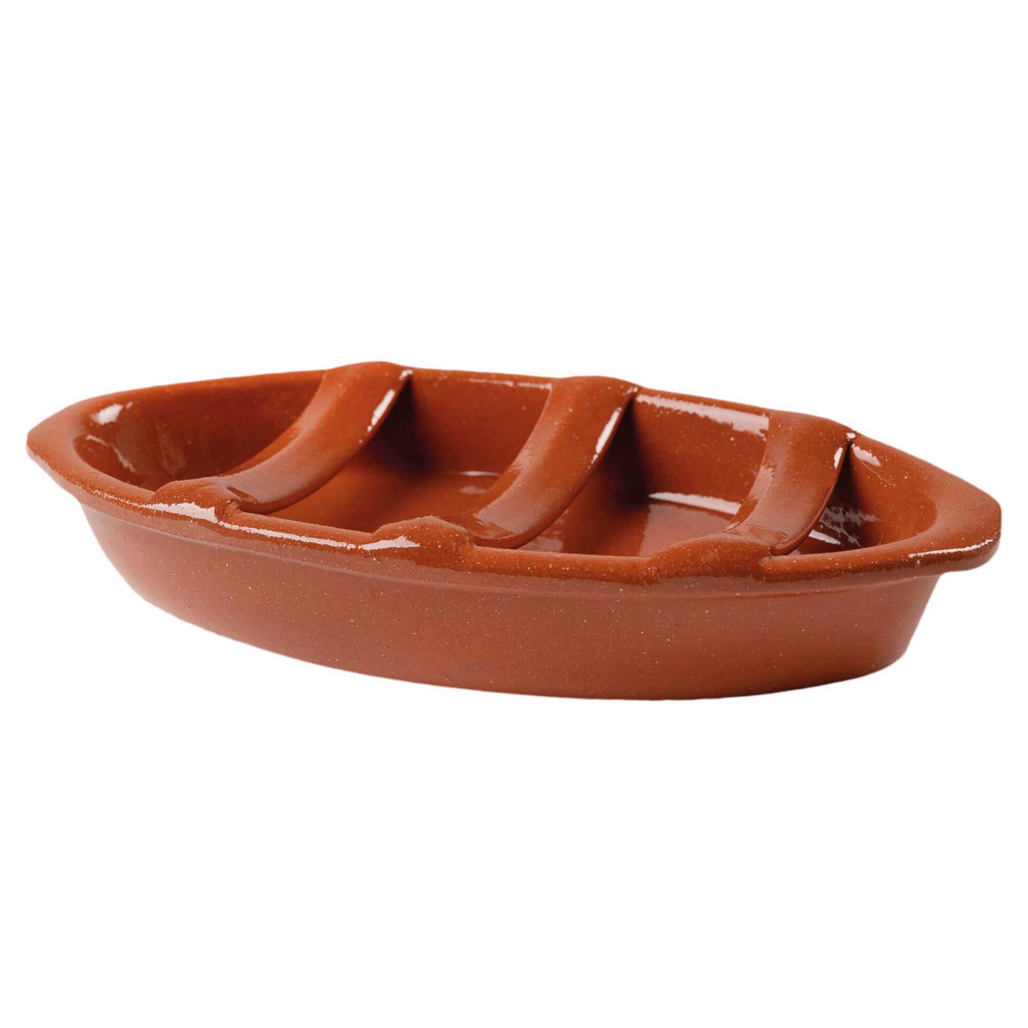 Assador Chouri&ccedil;o Barro Oval Castanho
