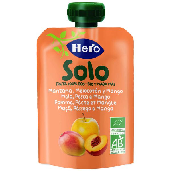 Saqueta de Fruta Maçã,  Pêssego e Manga Hero Solo