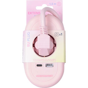 Bloco de Tomadas Travel com USB e USB-C Rosa Marshmallow