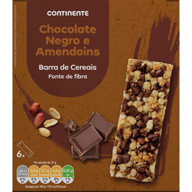 Barras de Cereais Chocolate Negro e Amendoim Continente