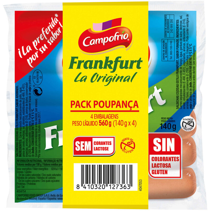 Salsichas de Porco Frankfurt Pack Poupança Campofrio