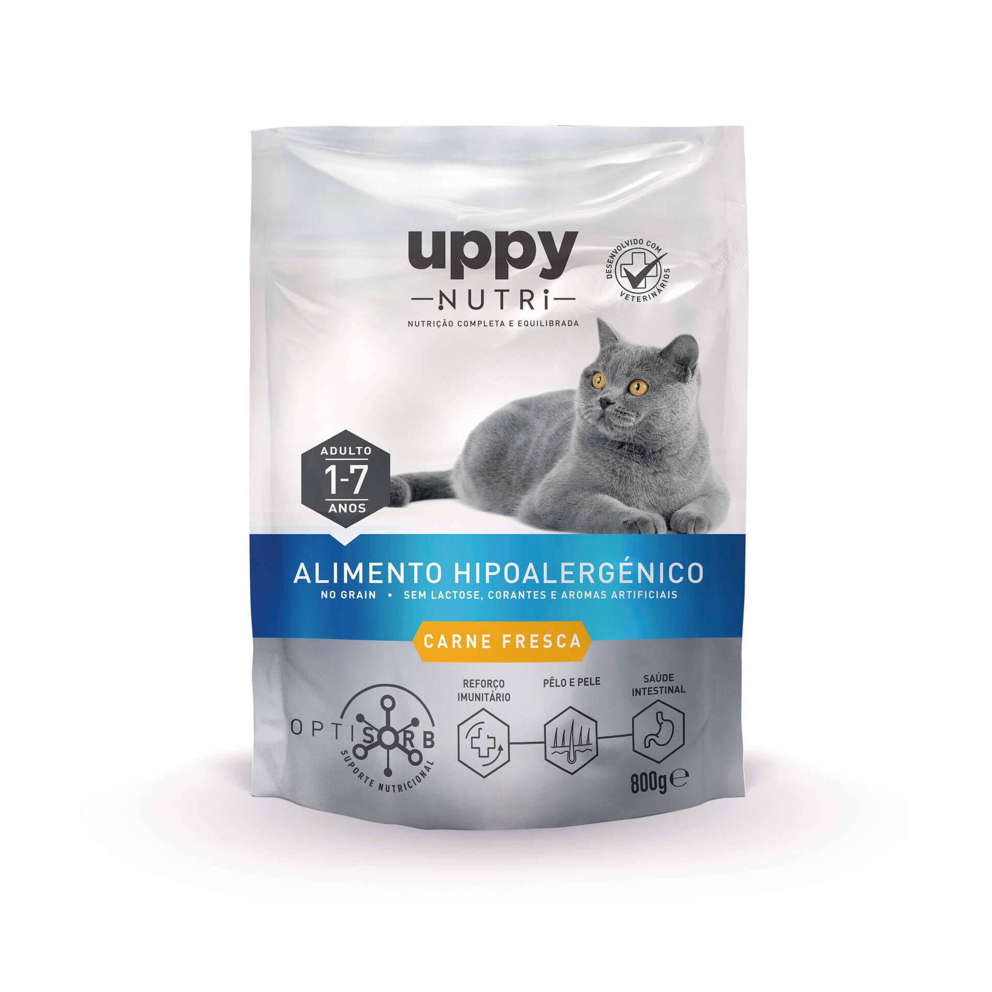 Ra&ccedil;&atilde;o para Gato Adulto Hipoalerg&eacute;nica Sem Cereais Frango Uppy Nutri