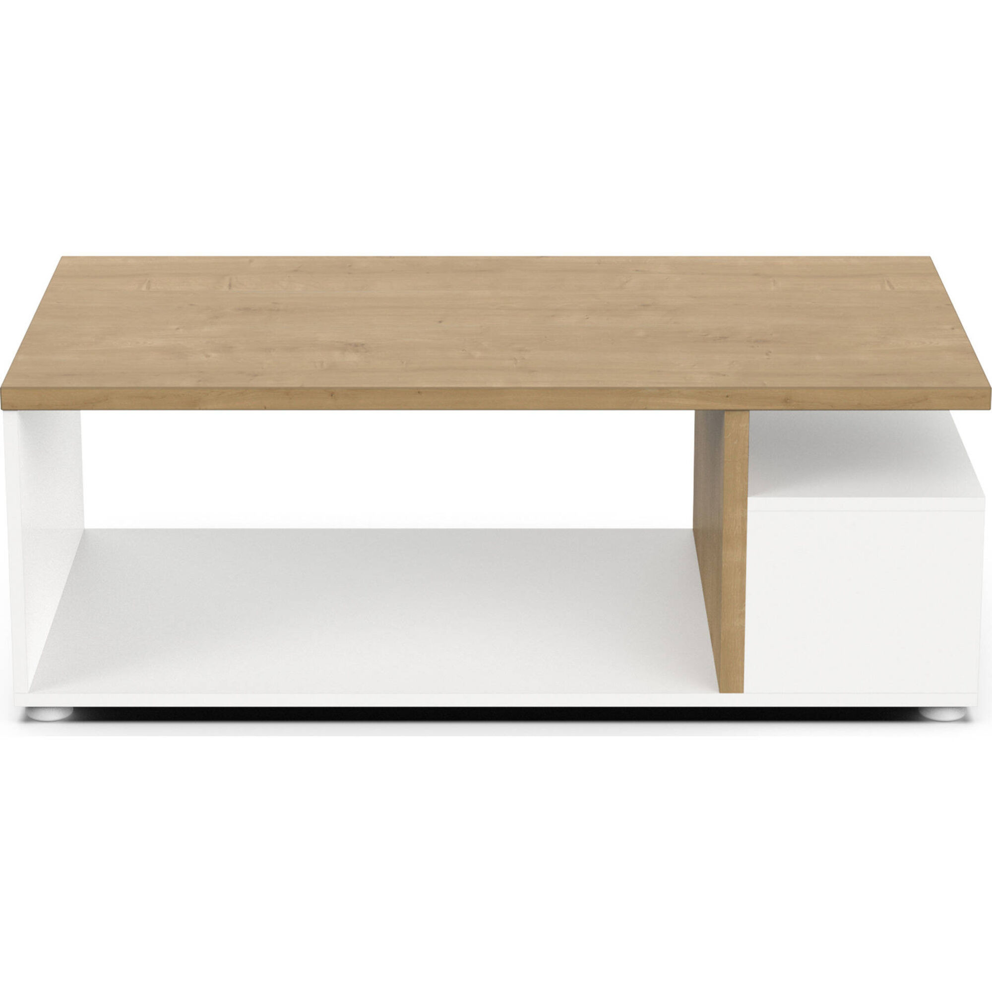 Mesa de Centro 91x37x50cm Branca e Carvalho Access