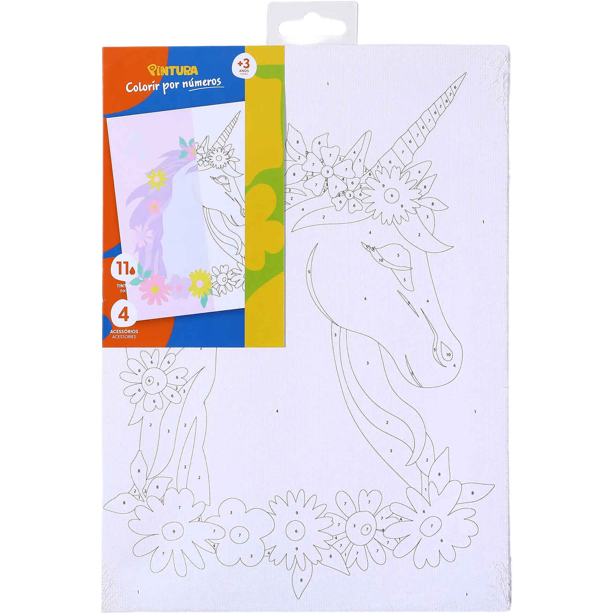 Kit Colorir por N&uacute;meros com Tela e Aguarelas (v&aacute;rios modelos)