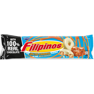 Bolachas com Cobertura Chocolate Branco e Recheio Caramelo Salgado Filipinos