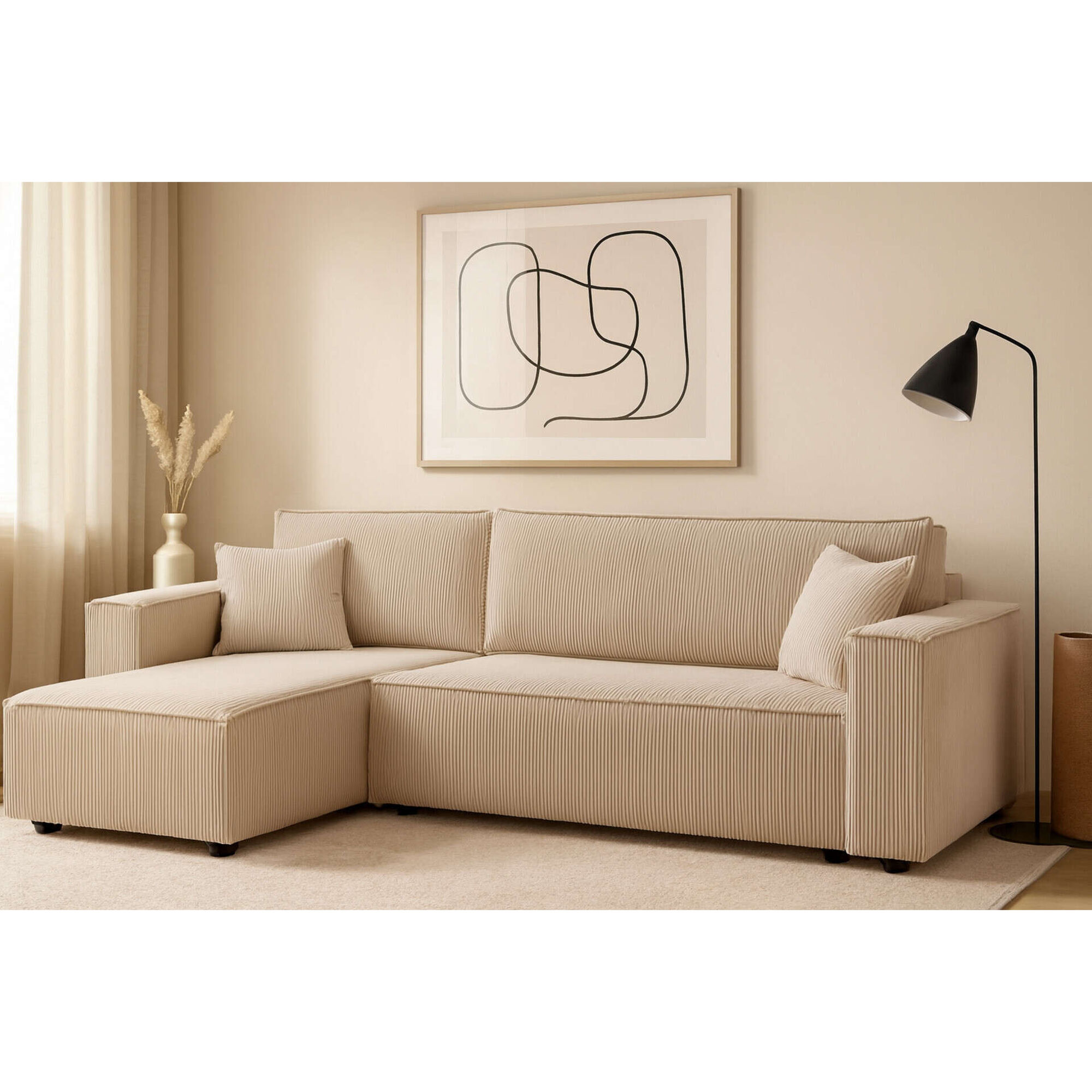 Sof&aacute; Cama 3 Lugares Chaise Longue Scott Kasa