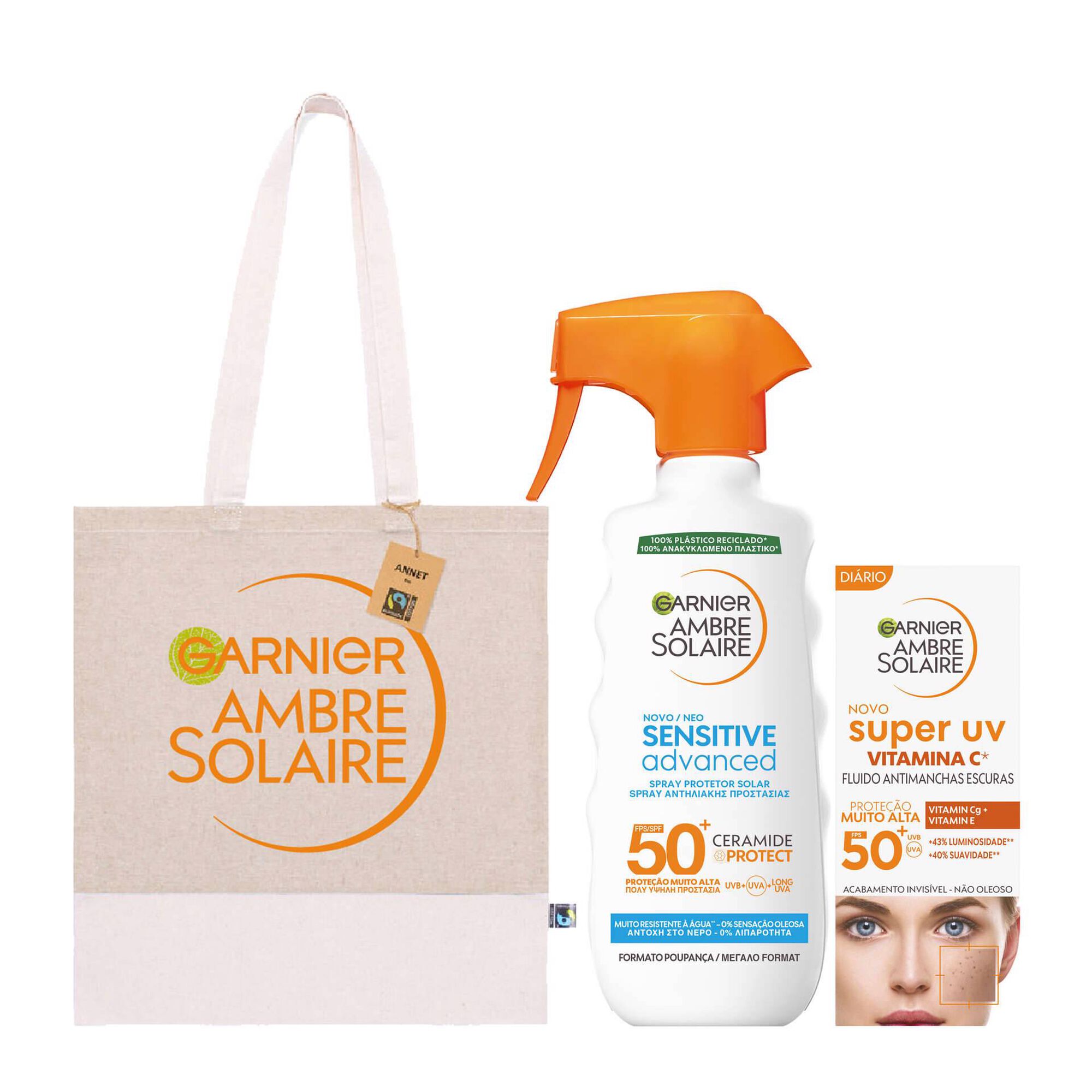 Conjunto Ambre Solaire Rosto e Cor FPS50+ + Oferta Saco Conjunto Ambre Solaire Rosto e Cor FPS50+ + Oferta Saco