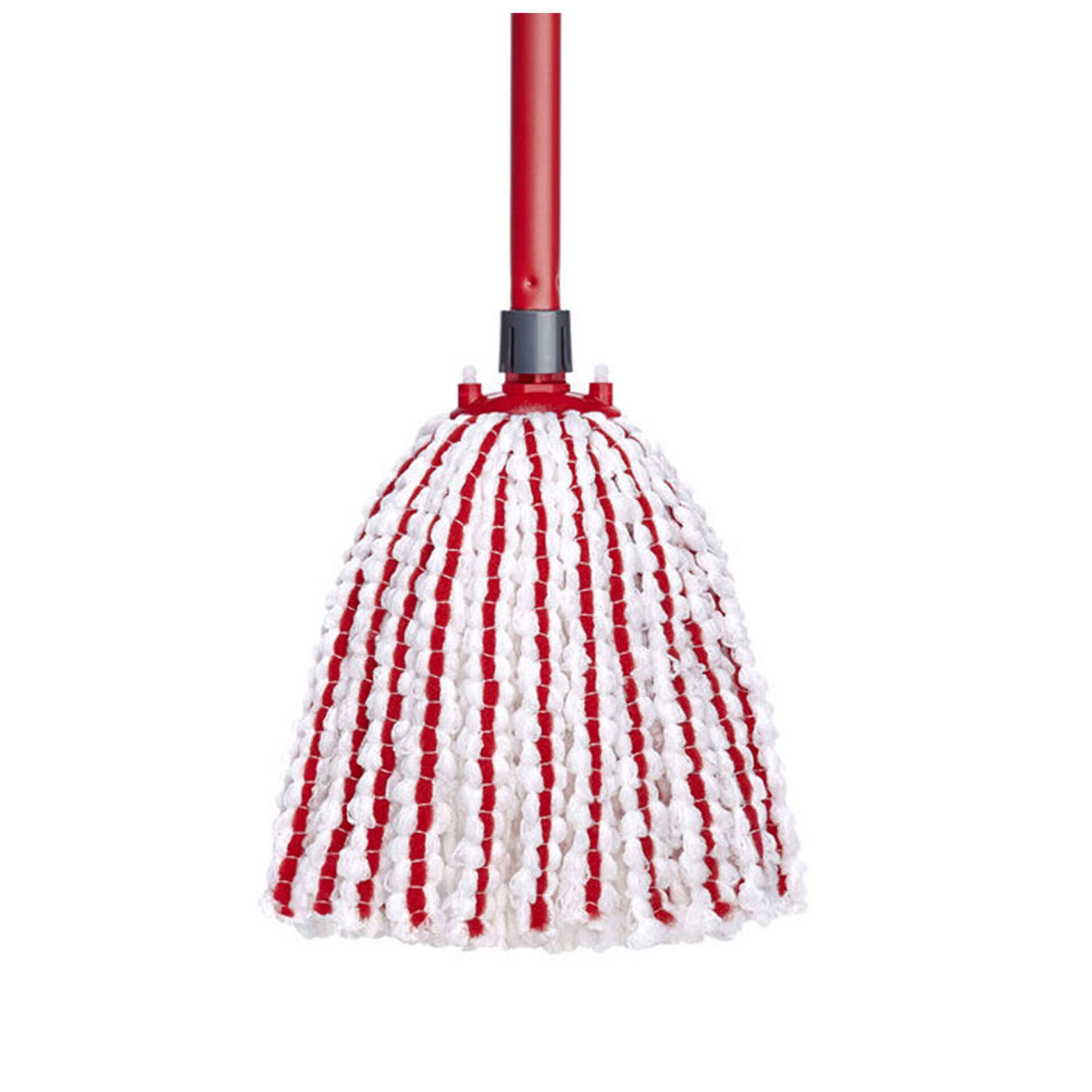 Recarga Esfregona Tiras Microfibra Brancas e Vermelhas Premium