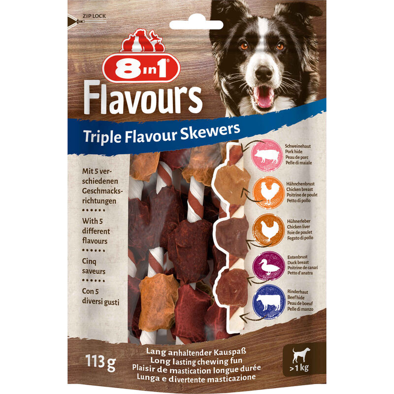 Snack para Cão Triplo Sabor Skewers 8 in 1