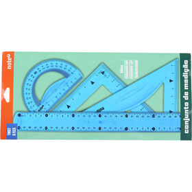 Conjunto Flex&iacute;vel R&eacute;gua 30cm, Esquadros e Transferidor (v&aacute;rias cores) Note!