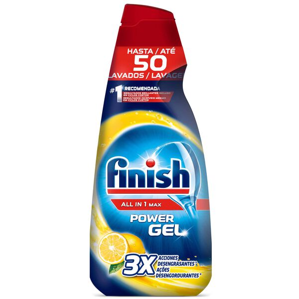 Detergente Máquina Loiça Power Gel All in 1 Limão Finish
