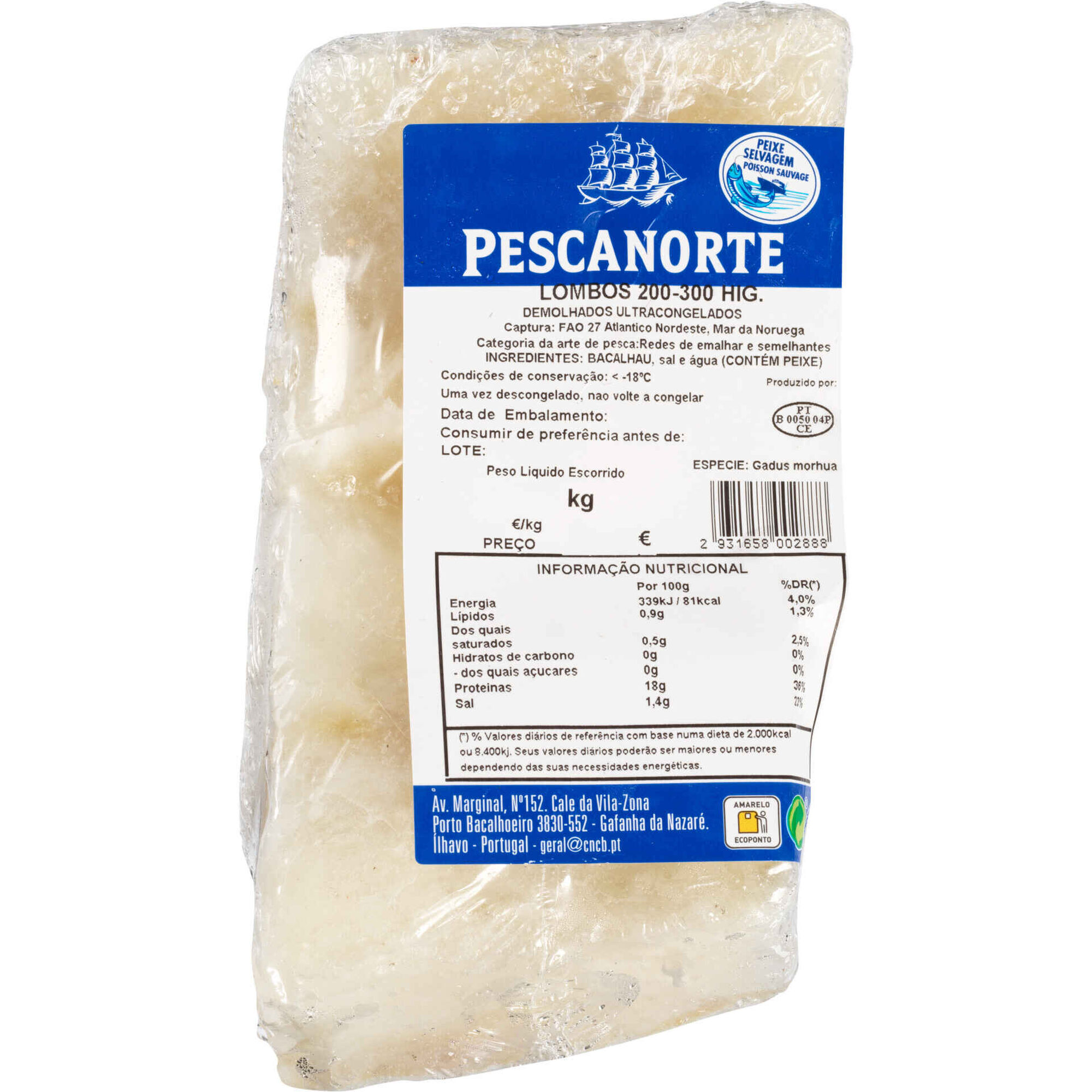 Lombos de Bacalhau Demolhado Ultracongelado Pescanorte