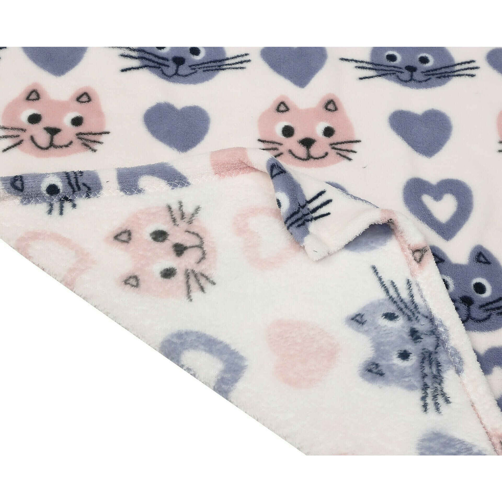 Manta Flanela 130x160cm Gatos e Corações