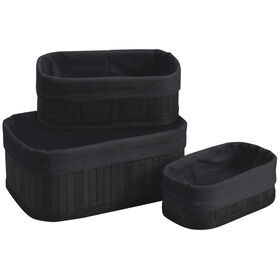 Conjunto 3 Cestos Retangulares Bambu Preto Kasa