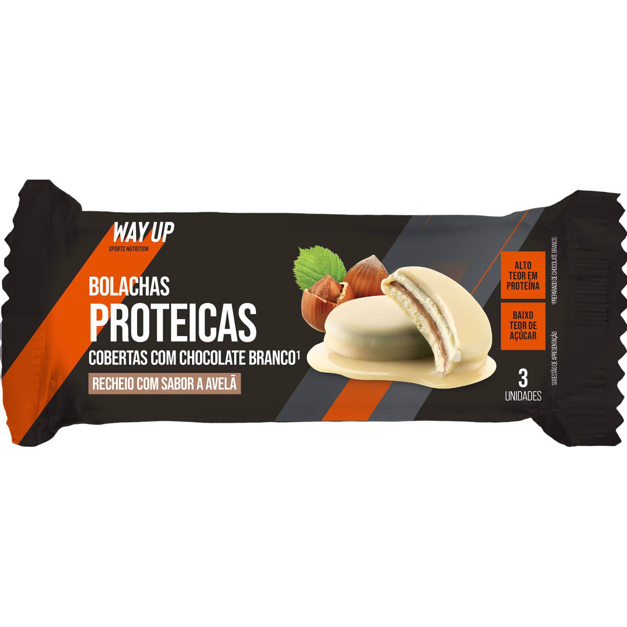 Bolachas Proteicas Chocolate Branco e Avel&atilde; Way Up
