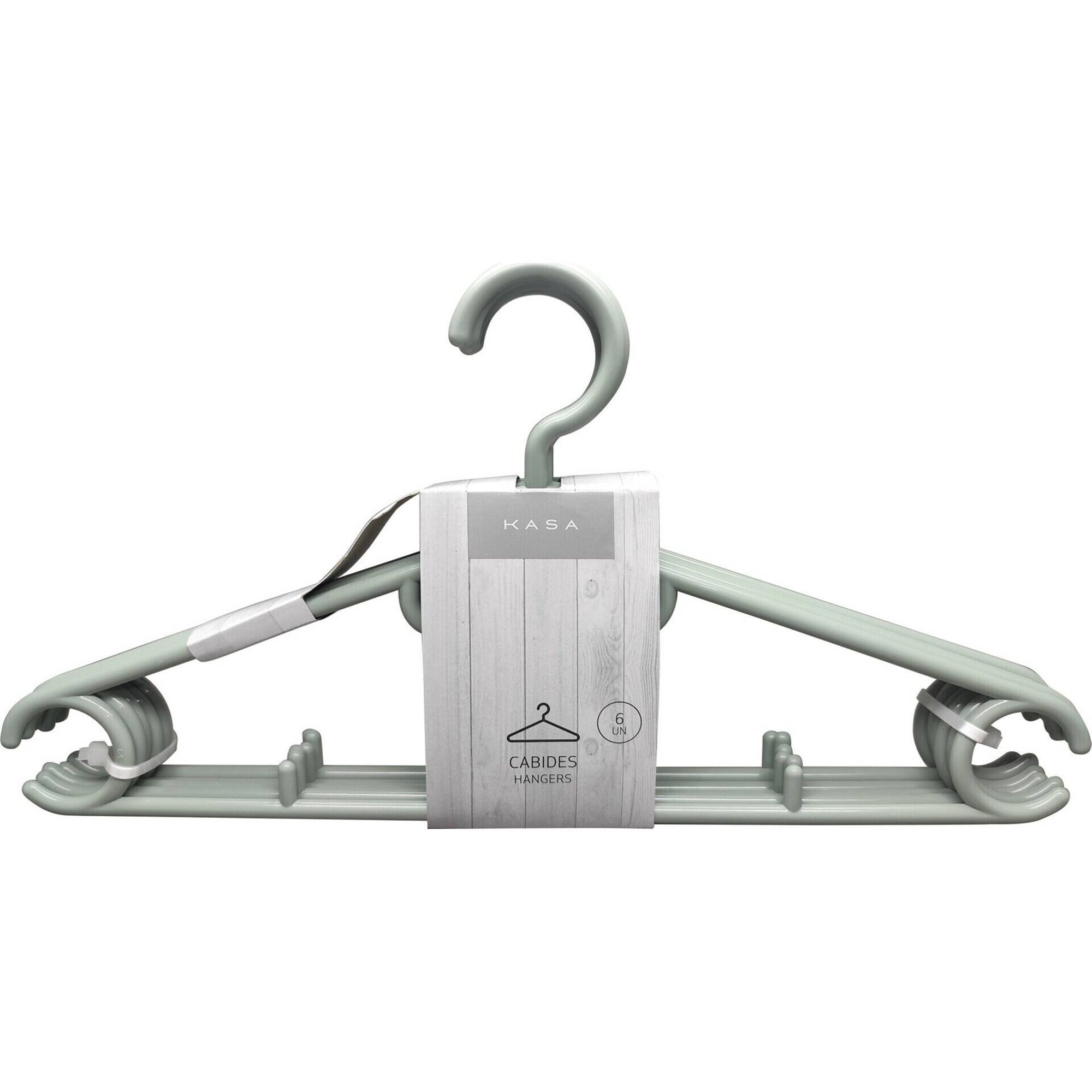 Conjunto de 6 Cabides Pl&aacute;stico Verde Kasa