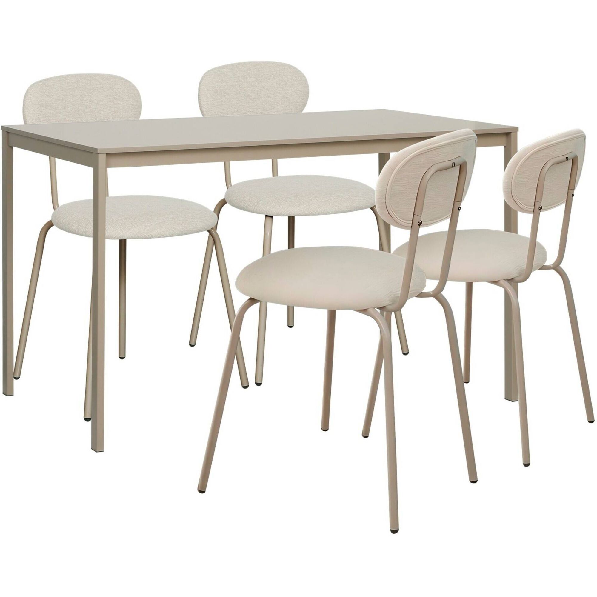 Conjunto de Mesa e 4 Cadeiras Taup&eacute; Kasa