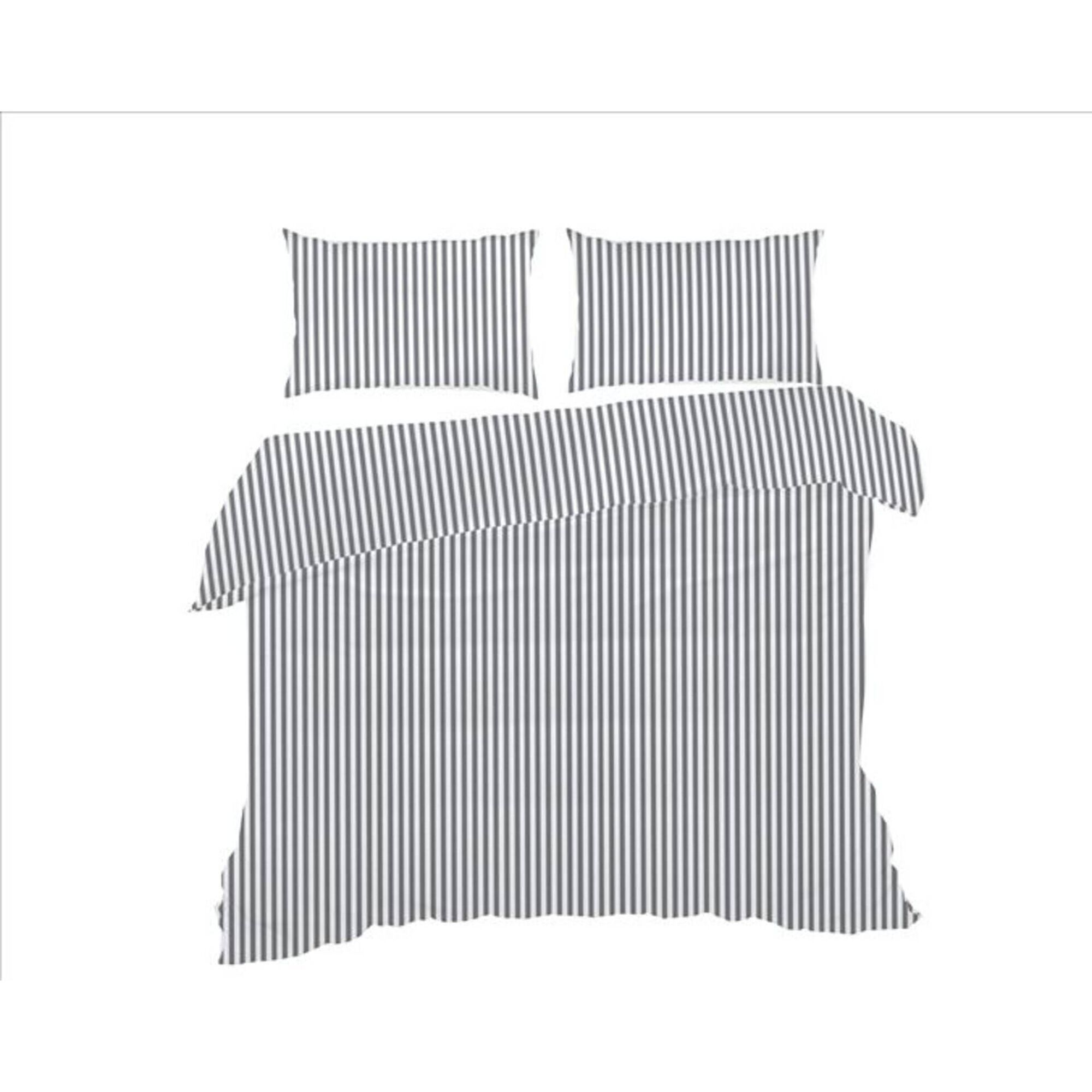 Conjunto Capa Edred&atilde;o Microfibra 240x220cm Riscas Cinza Kasa