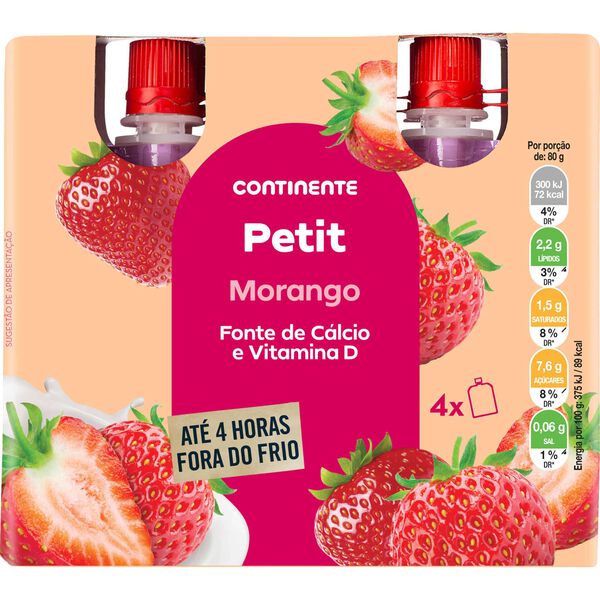 Petit Queijinho Pouch Morango Infantil Continente