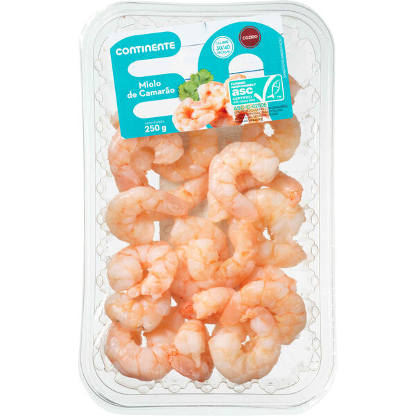 Miolo de Camarão Cozido 30/40 Fresco Continente