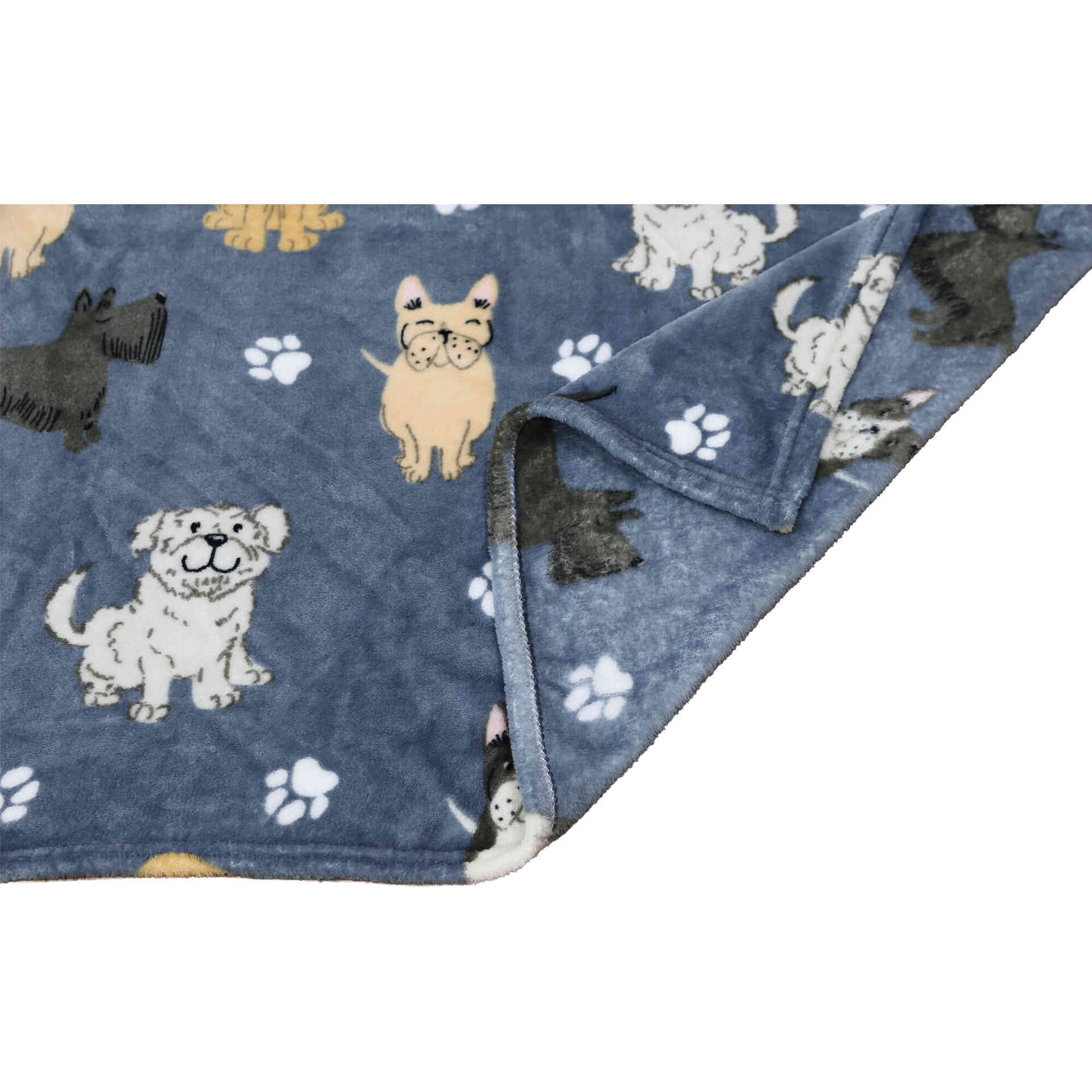 Manta Flanela Gato & C&atilde;o Azul Kasa