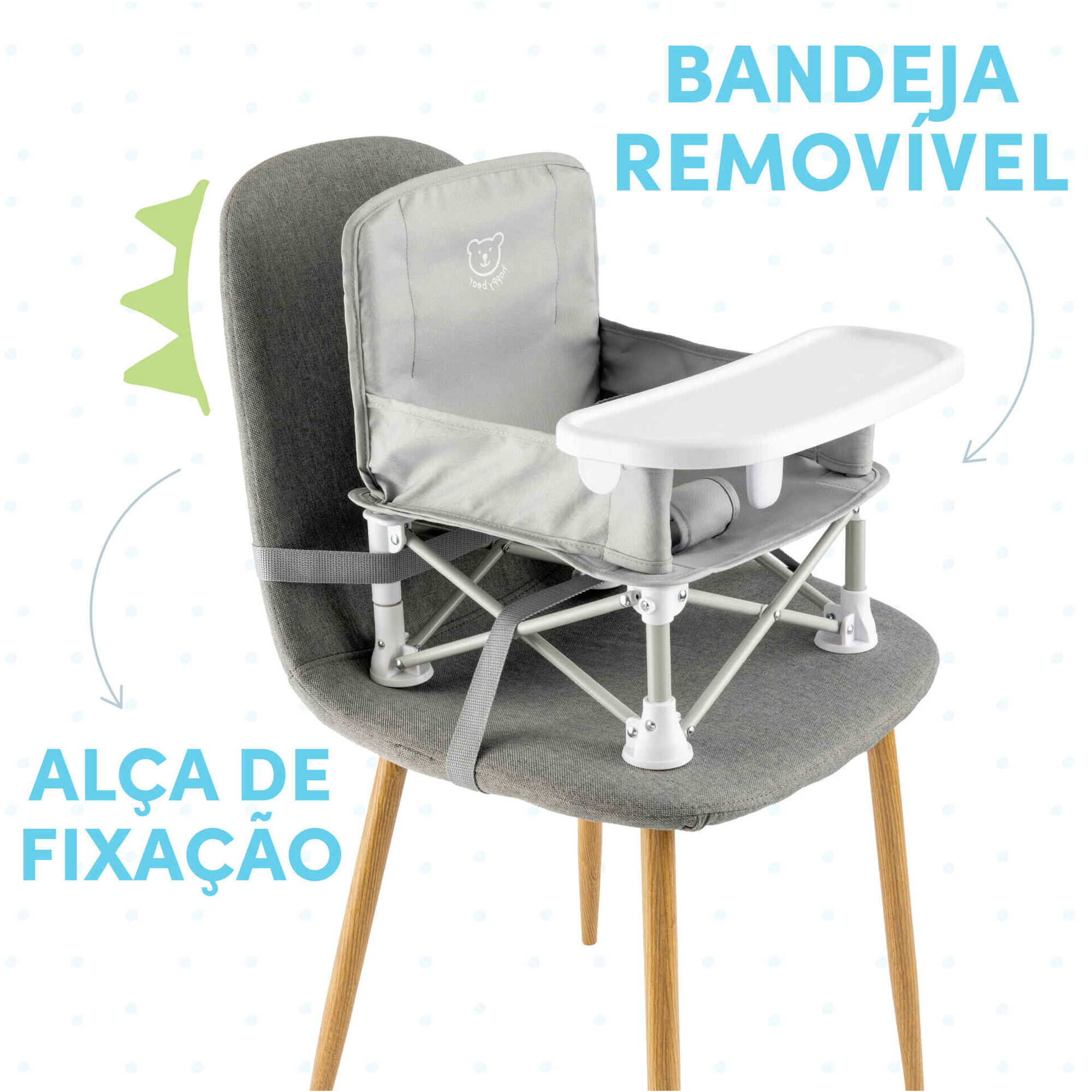 Cadeira de Refei&ccedil;&atilde;o Port&aacute;til Cinza Happy Bear