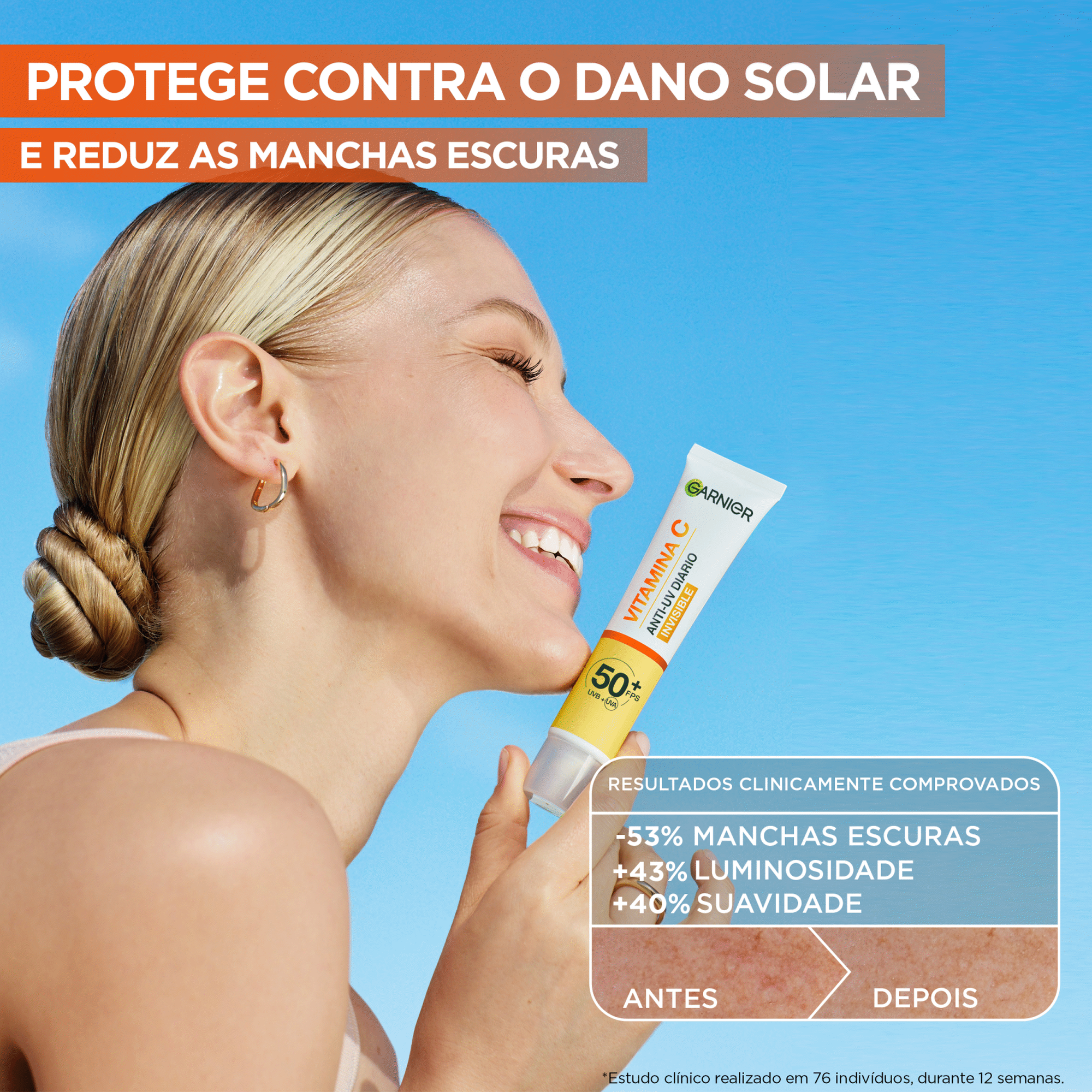 Fluido UV Di&aacute;rio Iluminador Invis&iacute;vel FPS50+ Garnier Skin Active