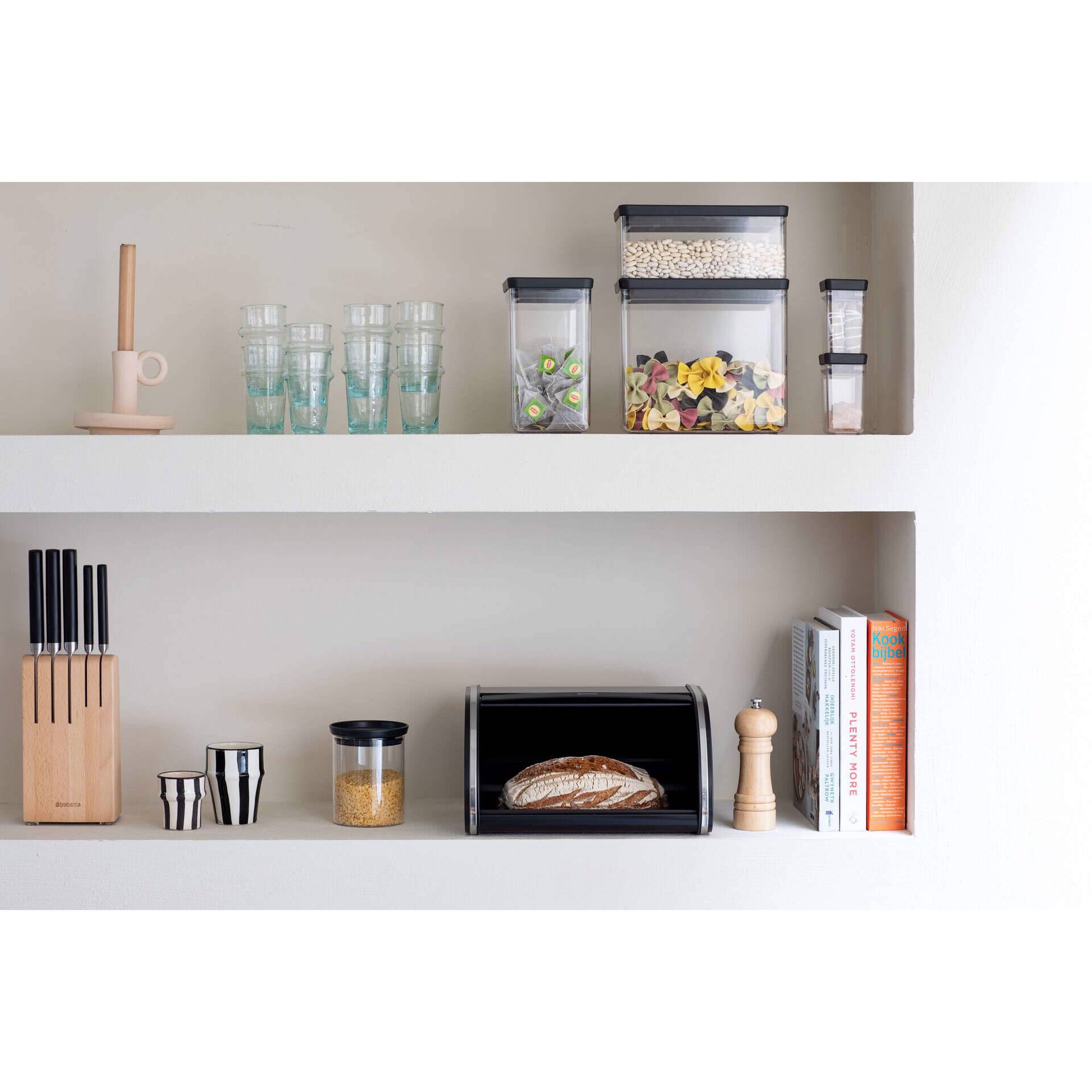 Caixa P&atilde;o com Tampa Deslizante Preto Brabantia